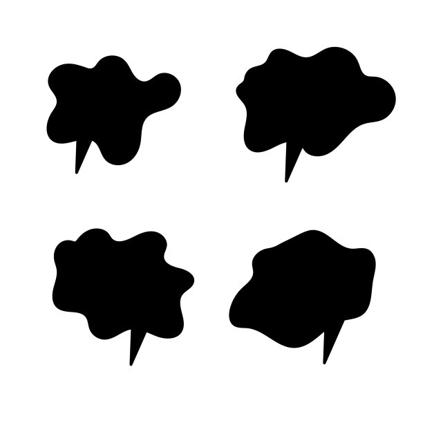 一套黑白语音气泡卡通图片下载