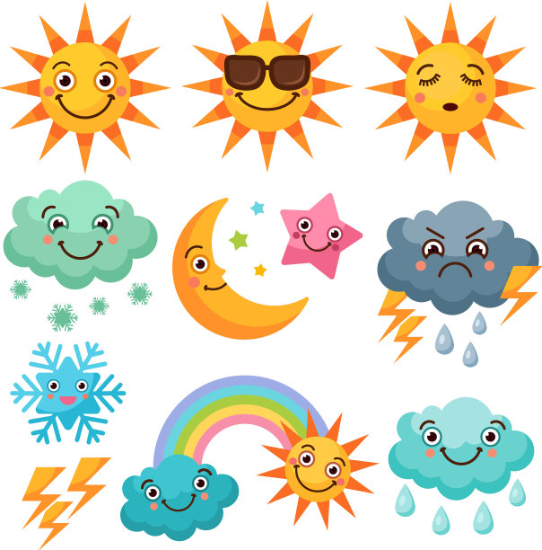 卡通天气图标设置有趣的图片隔离图片下载