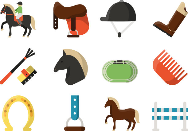 扁平的图标象征着马术运动图片下载