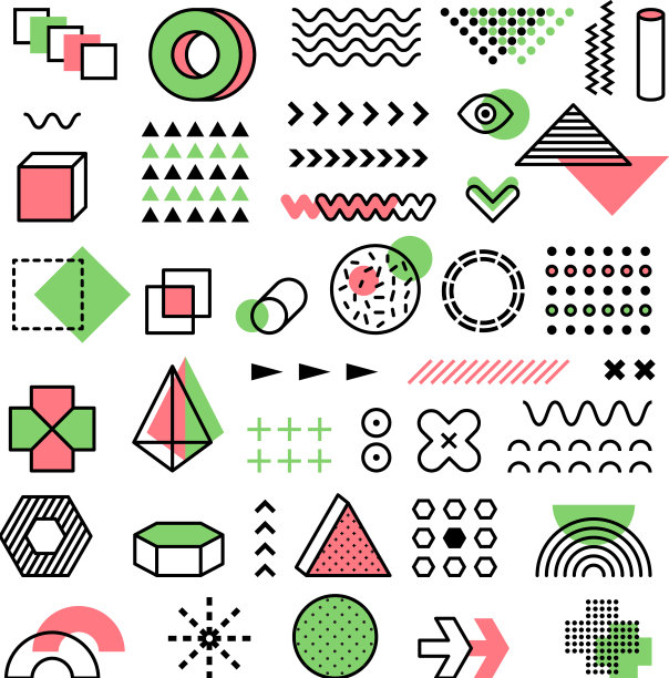 孟菲斯图形90年代时尚几何线条图片下载