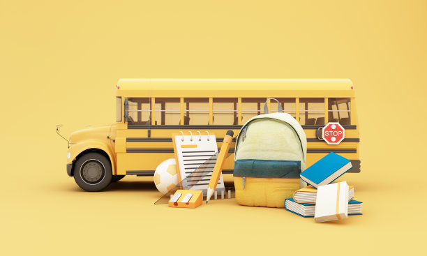 带着学校用品和设备回到学校。图片下载