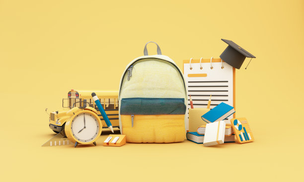 带着学校用品和设备回到学校。图片下载