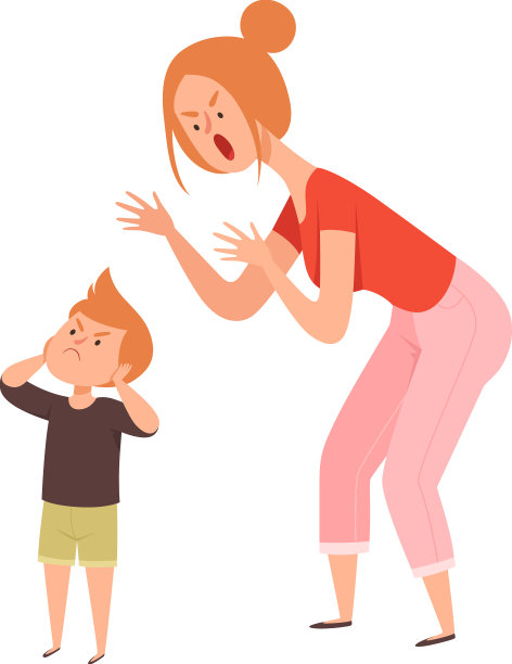 家庭争吵，家庭虐待，女人对着男孩尖叫图片下载