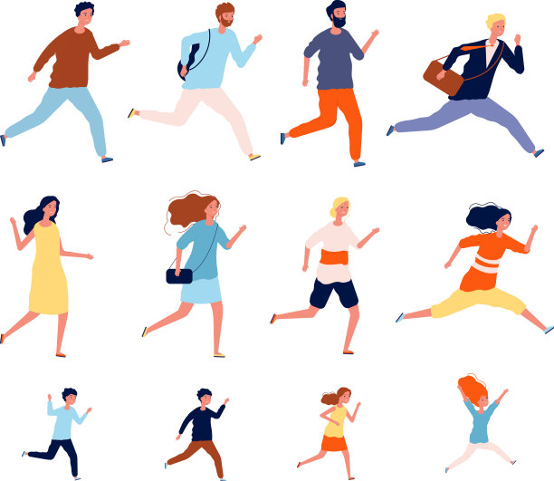 跑步爱好者、运动休闲人士和商务人士图片下载