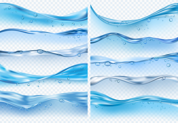 波浪逼真地飞溅在液态水表面图片下载