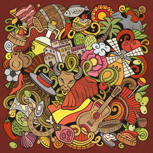 西班牙卡通涂鸦图片下载