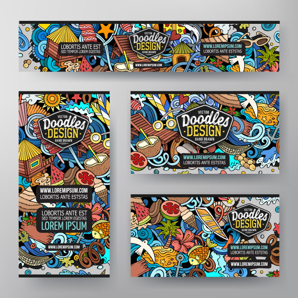 卡通涂鸦集夏季海滩公司图片下载