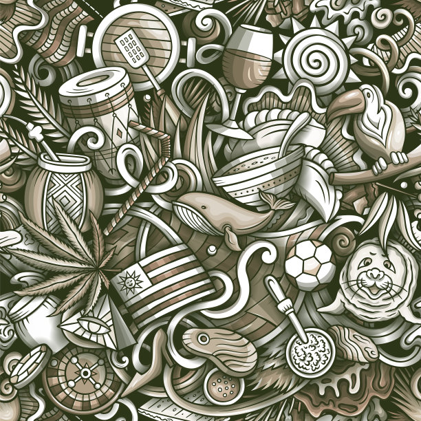 卡通涂鸦乌拉圭无缝图案图片下载