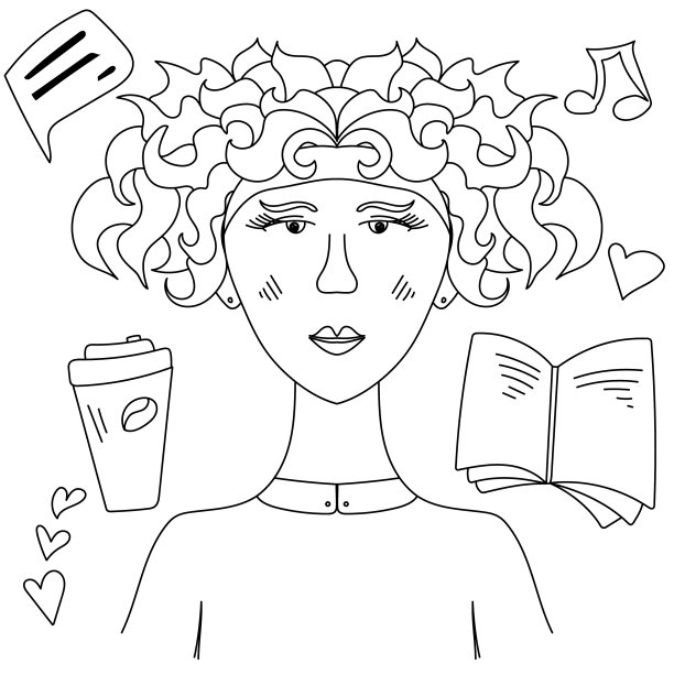 一个年轻女孩的肖像轮廓女人和图片下载