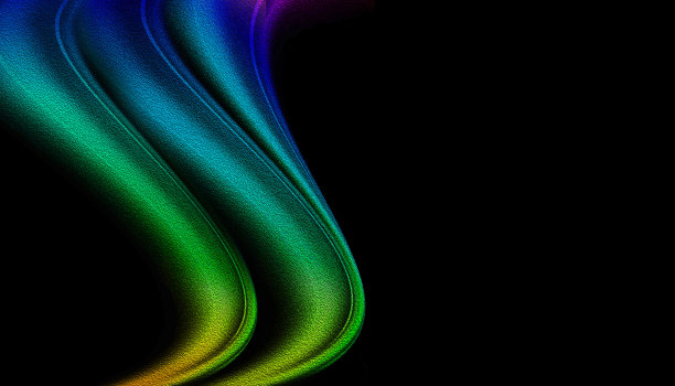 五彩波浪抽象图案。抽象彩色烟雾隔离在黑色背景图片下载