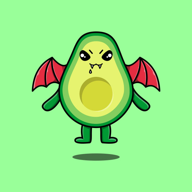 可爱的吉祥物卡通人物鳄梨德古拉图片下载