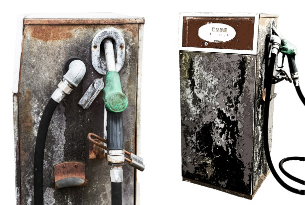 没有背景的老加油站图片下载