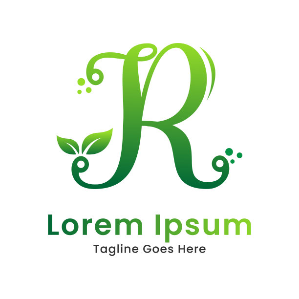 生态首字母r与绿叶标志图片下载