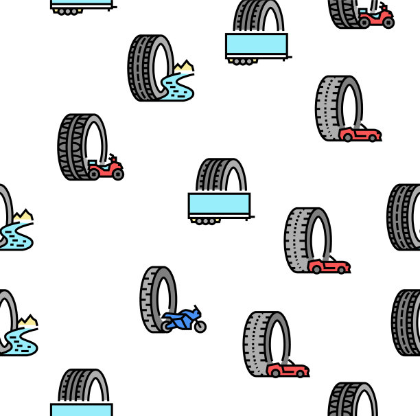 二手轮胎销售商店业务图标集图片下载