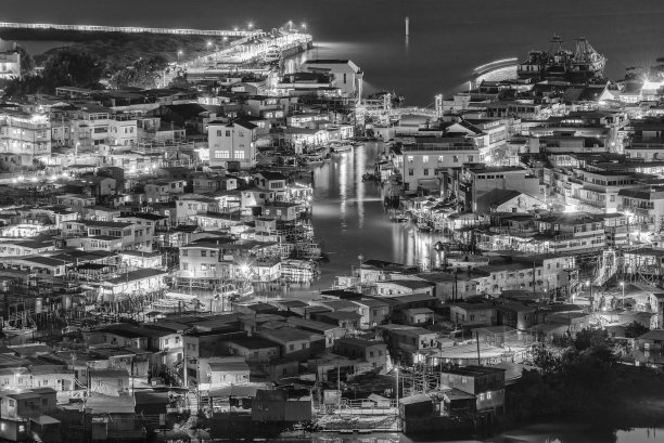 香港大澳渔村夜景图片下载