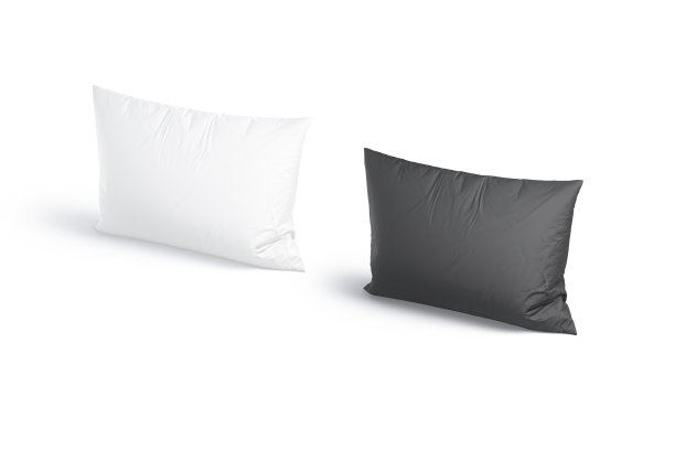 空白黑白矩形枕头模型站，侧视图图片下载