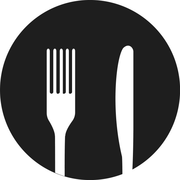 刀叉图标简单的圆形餐具图标图片下载