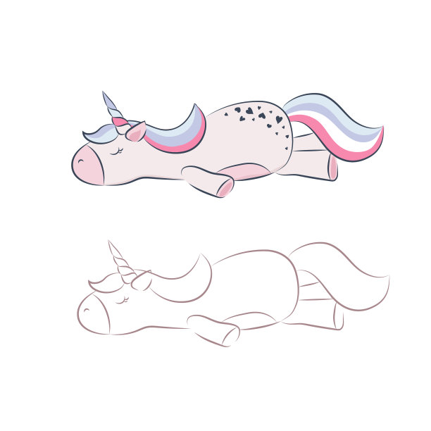可爱的独角兽睡着的卡通图标图片下载
