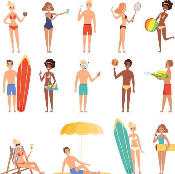 女性在海滩度假或假期图片下载