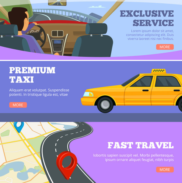 出租车服务横幅黄色的服务车司机图片下载