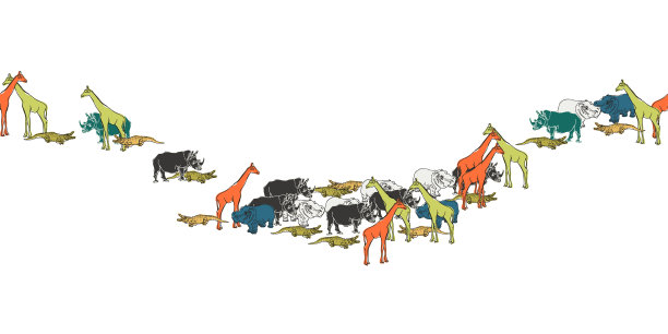 非洲动物或动物园无缝图案图片下载