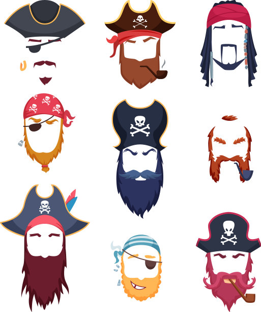 海盗面具嘉年华服装元素胡子图片下载