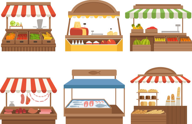 当地的市场、街边小吃摊在户外图片下载
