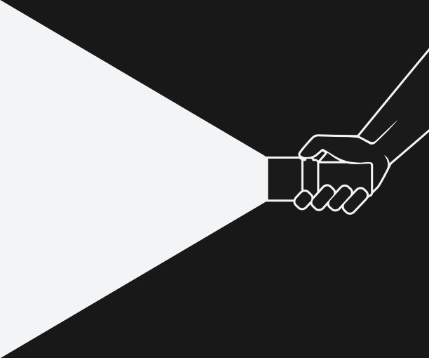 手持手电筒剪影图片下载