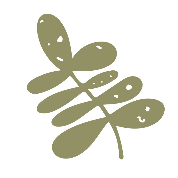 手工绘制的绿色热带长叶图片下载