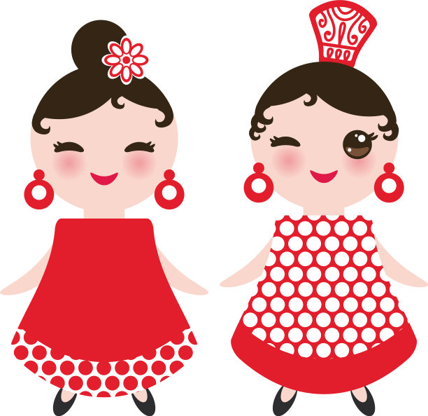 西班牙女子弗拉门戈舞者卡哇伊可爱的脸图片下载