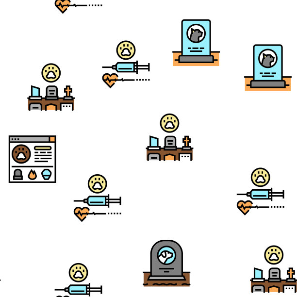 宠物葬礼墓地无缝图案图片下载