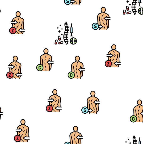 脊柱侧弯疾病收集图标集图片下载