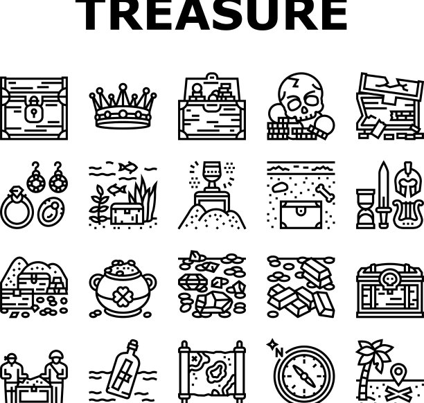 珍宝黄金珠宝在胸部图标设置图片下载