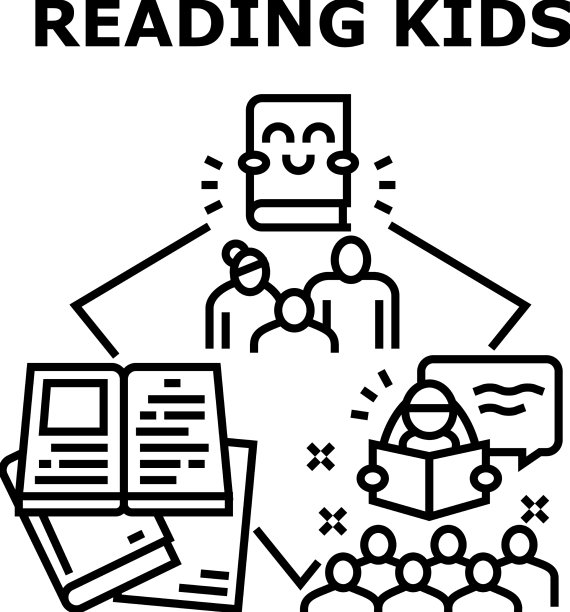 儿童阅读概念黑图片下载