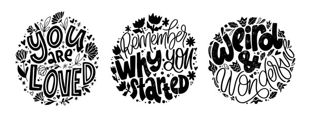 可爱的手绘涂鸦明信片。刻字艺术模板横幅，t恤设计。图片下载