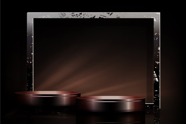 方形纹理框架与场景的剪影图片下载