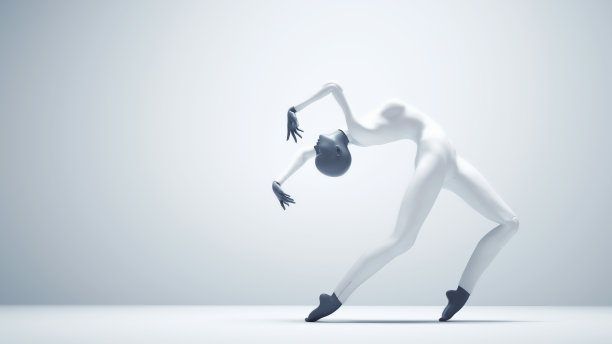 抽象的女人摆姿势和跳舞。动态运动与平衡的概念。图片下载