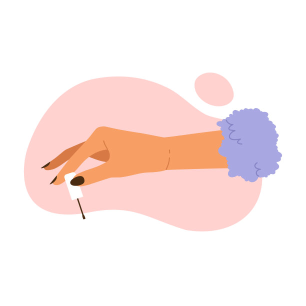 女性手握指甲油刷。女人修指甲的手。指甲护理，美容治疗美学。矢量插图在卡通风格。白色背景隔离图片下载