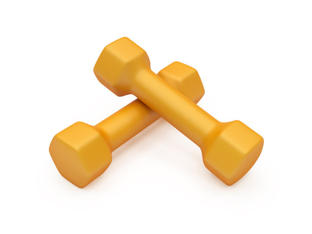 哑铃孤立在白色背景，3D渲染图片下载