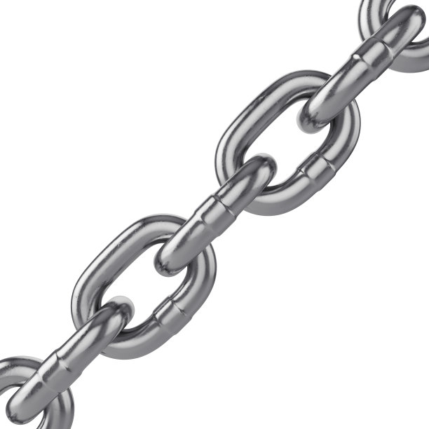 链孤立在白色背景，3D渲染图片下载