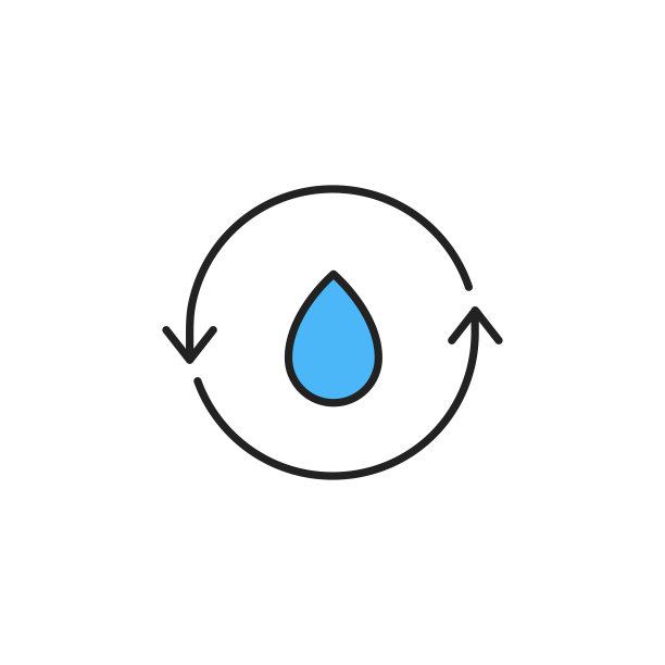 水力电图标。水滴在圆形轮廓风格。高质量的彩色矢量插图。图片下载