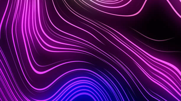 抽象的紫色和蓝色霓虹波浪线背景图片下载