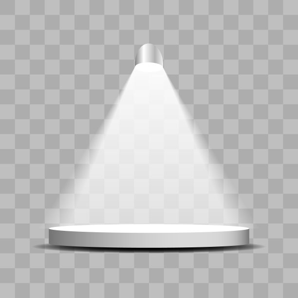 空的讲台。白色背景上的聚光灯照亮的圆形讲台、台座或平台。矢量插图。图片下载