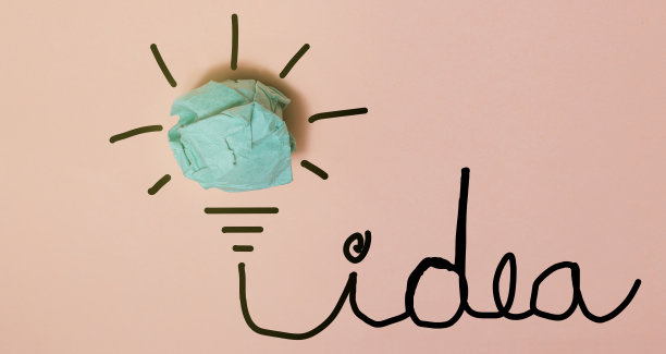 有想法这个词的纸灯泡图片下载