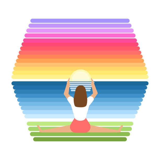 沙滩上放松的女人矢量插图图片下载