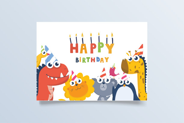 印有长颈鹿的模板明信片。贺卡生日假期图片下载