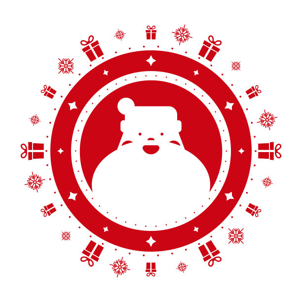 圣诞邮票设计与可爱的圣诞老人。圣诞节装饰元素手工礼物。矢量插图在白色背景。图片下载