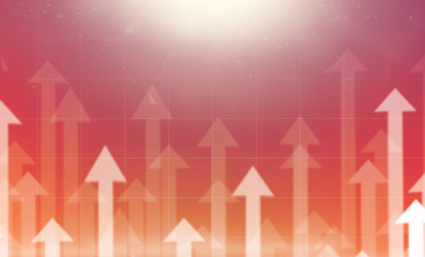 箭头指向抽象背景。职业发展和成功的概念。素材图片