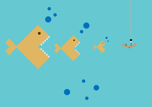 大鱼吃小鱼矢量插图图片下载