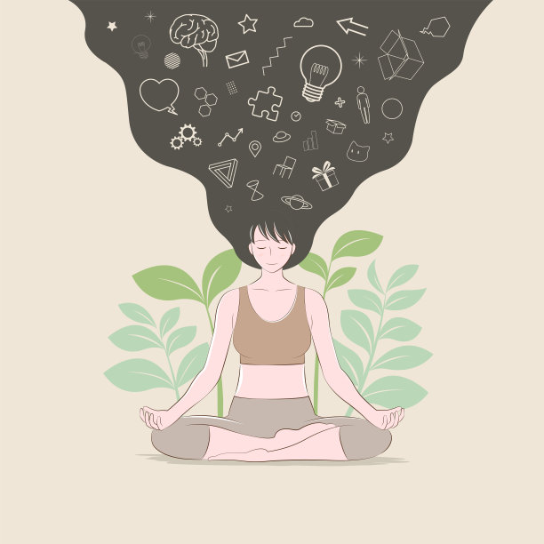 通过做瑜伽练习冥想和正念的女人图片下载